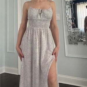 Elegant Lavender and White Floral Dress